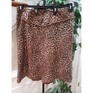 ECI Womens Brown Leopard Print Polyester Flat Front Casual Pencil Skirt Size 16W
